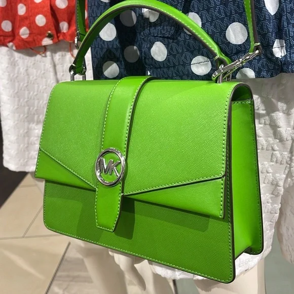 Michael Kors Greenwich Medium Saffiano Leather Satchel Crossbody Shoulder Bag - Picture 5 of 16